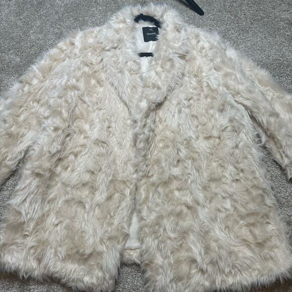 Theory Faux Fur Beige Clairene Jacket Size S - Picture 2 of 6